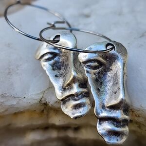 Human Face Silver Designer Jewelry Boho Luxury Hypoallergenic Earrings